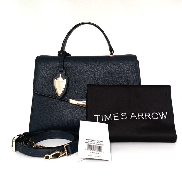 Ava Satchel Manhattan Midnight Time's Arrow Leather Handbag NWT - Picture 6 of 7